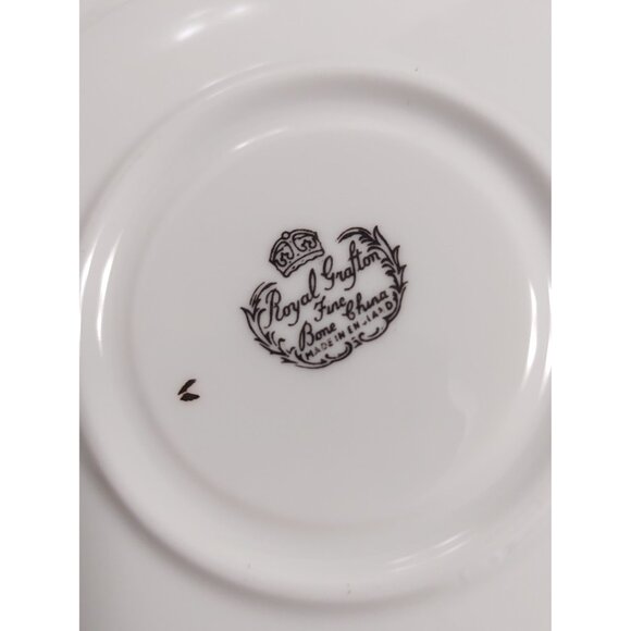 Royal Grafton England Fine Bone China Cup & Saucer Set Apples & Grapes 1930's - Picture 10 of 13